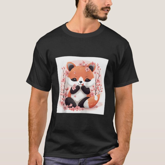 Red Panda And Cherry Blossom Theme Lovely Style Ba T-Shirt (Vorderseite)