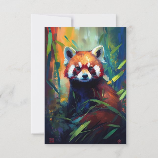 Red Panda Animal Portrait Painting Wildlife Forest Dankeskarte (Vorderseite)