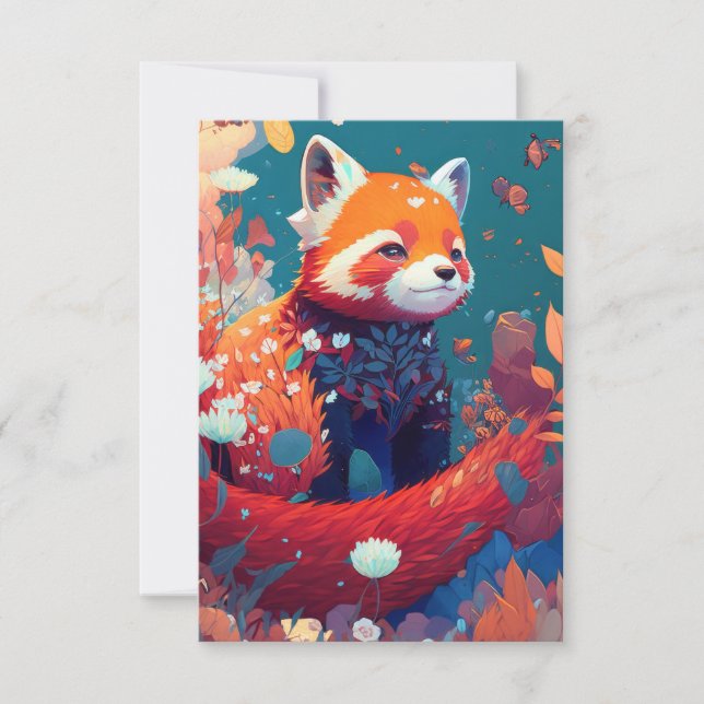 Red Panda Animal Portrait Painting Wildlife Forest Dankeskarte (Vorderseite)