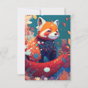 Red Panda Animal Portrait Painting Wildlife Forest Dankeskarte