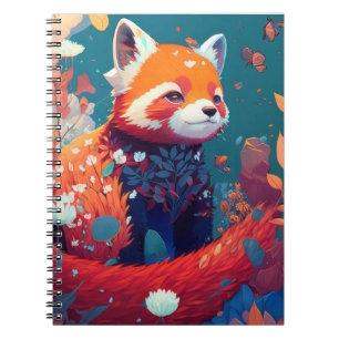 Red Panda Animal Portrait Painting Wildlife Forest Notizblock