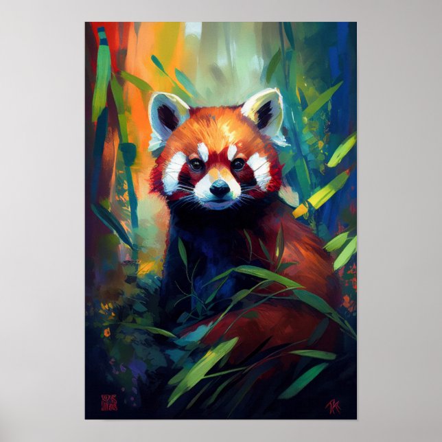 Red Panda Animal Portrait Painting Wildlife Forest Poster (Vorne)
