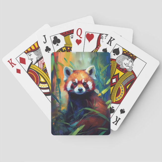 Red Panda Animal Portrait Painting Wildlife Forest Spielkarten (Rückseite)