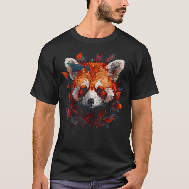 Red Panda Artwork Herbst lässt Tierroter Panda T-Shirt (Vorderseite)