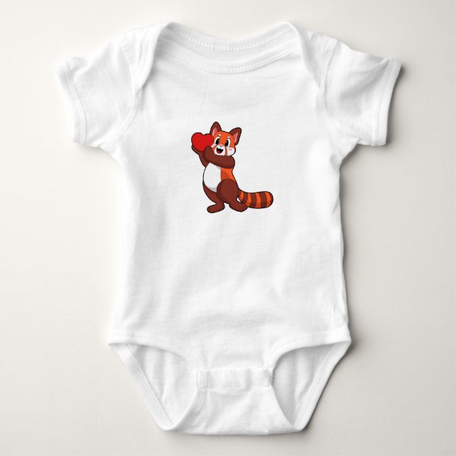 Red panda at Love with Heart.PNG Baby Strampler (Vorderseite)