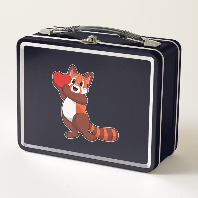 Red panda at Love with Heart.PNG Metall Brotdose (Vorderseite)