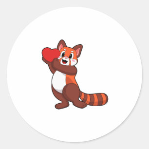 Red panda at Love with Heart.PNG Runder Aufkleber