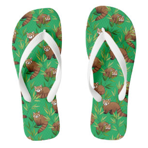 Red Panda & Bamboo Blätter Muster Flip Flops