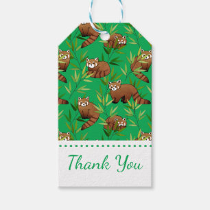 Red Panda & Bamboo Blätter Muster Geschenkanhänger