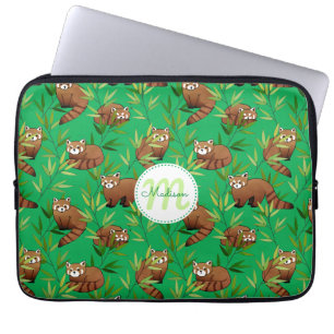 Red Panda & Bamboo Blätter Muster Laptopschutzhülle