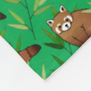 Red Panda & Bamboo Blätter Muster & Monogramm Fleecedecke