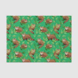 Red Panda & Bamboo Blätter Muster Seidenpapier