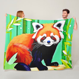 Red Panda Bamboo Forest Fleecedecke