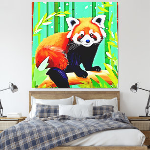 Red Panda Bamboo Forest Leinwanddruck