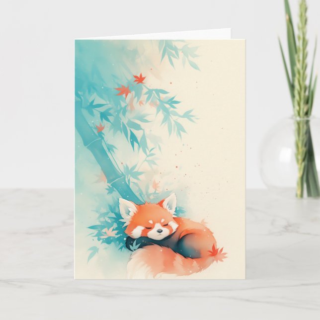 Red Panda Bamboo Forest Nickerchen Karte (Vorderseite)