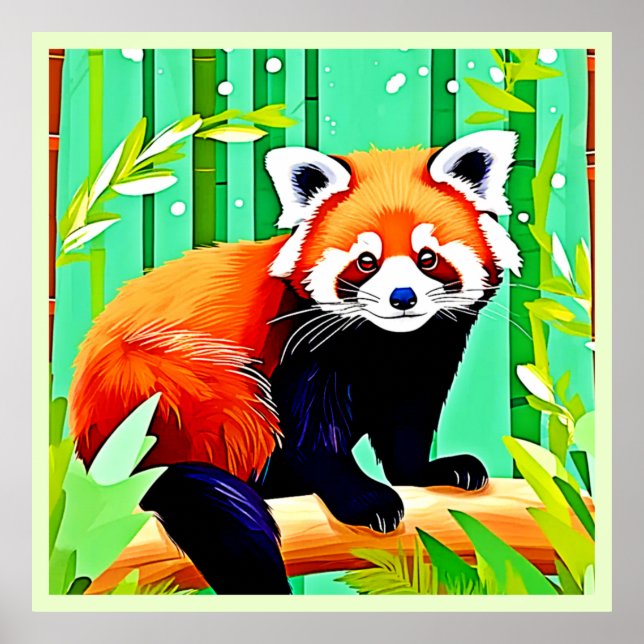 Red Panda Bamboo Forest Poster (Vorne)