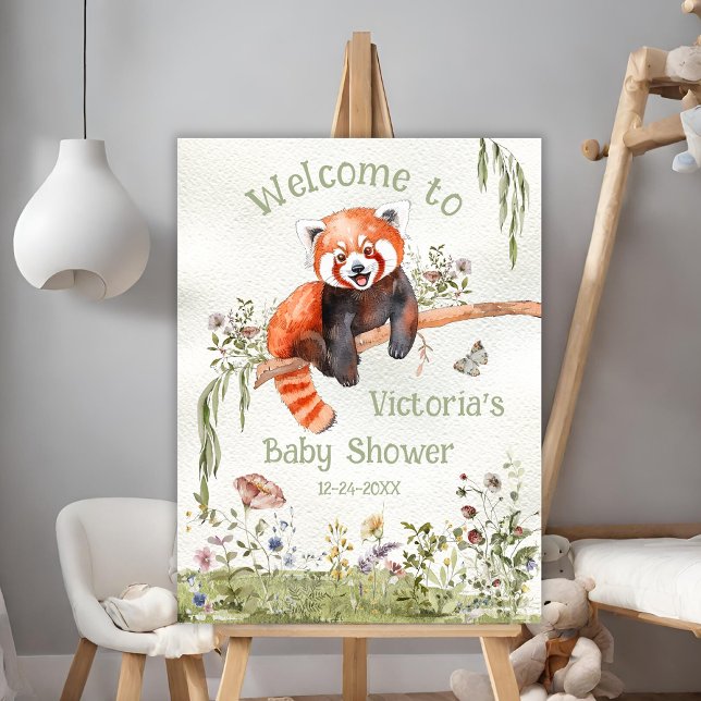 Red Panda Bear Baby Dusche Begrüßungszeichen Poster (Von Creator hochgeladen)
