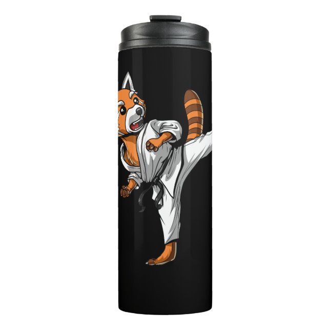 Red Panda Bear Karate Thermosbecher (Vorderseite)