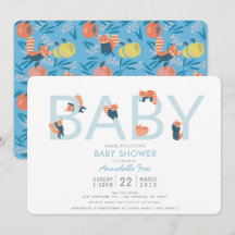 Red Panda Blue Boy Baby Dusche Einladung