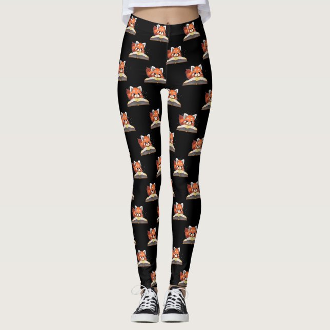 Red Panda Book Lover Leggings (Vorderseite)