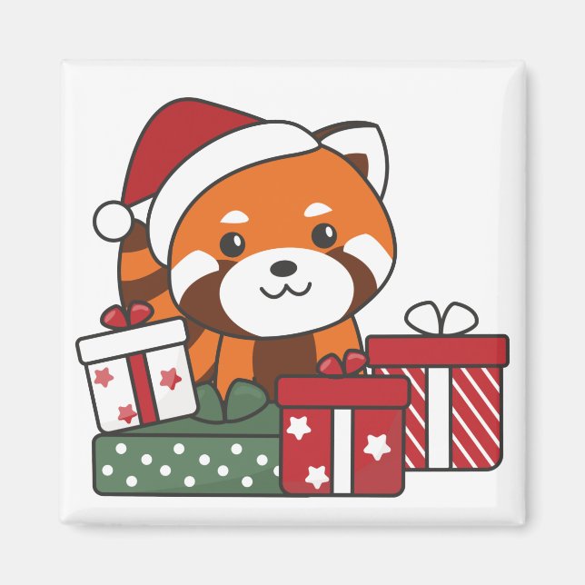 Red Panda cadeau de Noël hiver Red Pandas Magnet (Devant)