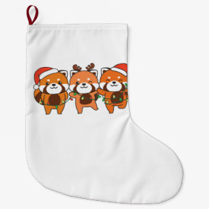 Red Panda Christmas Animals Großer Weihnachtsstrumpf