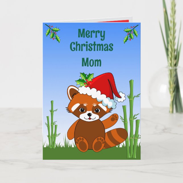Red Panda Christmas Folded Greeting Card Karte (Vorderseite)