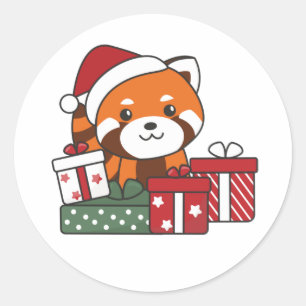 Red Panda Christmas Gift Winter Red Pandas Runder Aufkleber