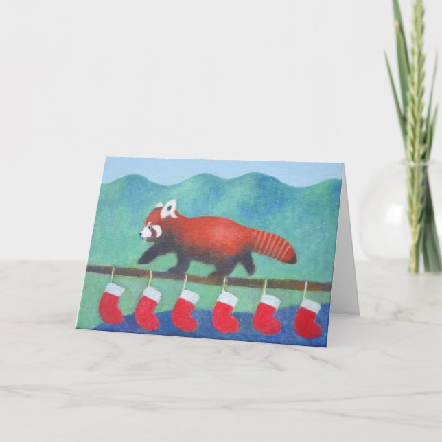 Red Panda Christmas Karte (Vorderseite)