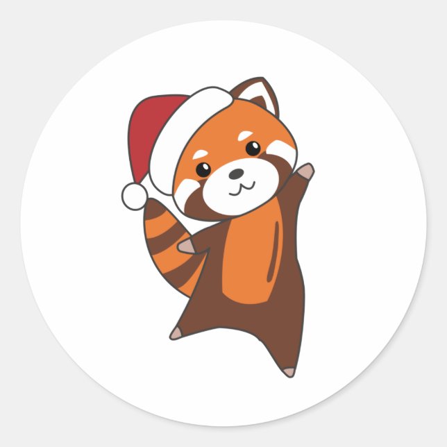 Red Panda Christmas Snow Winter Animals Pandas Runder Aufkleber (Vorderseite)