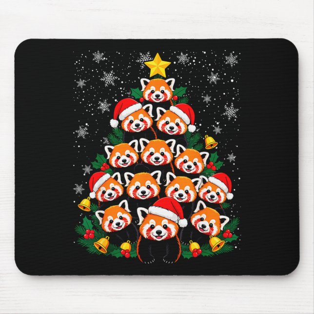 Red Panda Christmas Tree Funny Animal  Mousepad (Vorne)