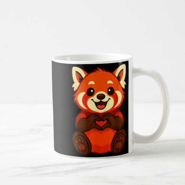 Red Panda Doing Heart With Hands Valentines Day  Kaffeetasse (Rechts)