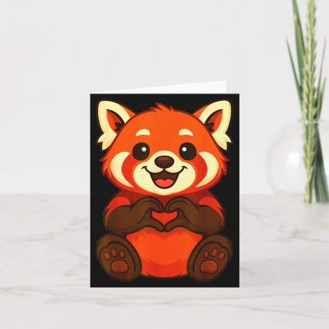 Red Panda Doing Heart With Hands Valentines Day  Karte (Vorderseite)