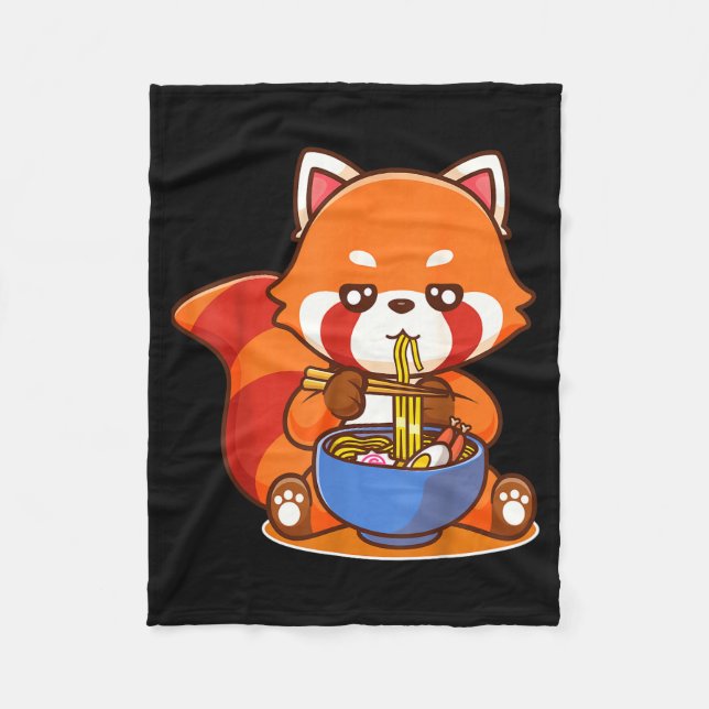 Red Panda Eating Ramen Japanese Soup Zoo Animal Zo Fleecedecke (Vorderseite)
