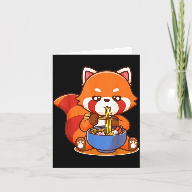 Red Panda Eating Ramen Japanese Soup Zoo Animal Zo Karte (Vorderseite)