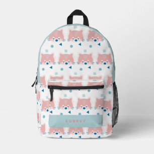 Red Panda Face/Head Pattern Weiß & Light Blue Bedruckter Rucksack