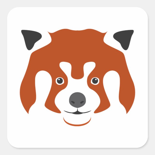 RED PANDA FACE QUADRATISCHER AUFKLEBER (Vorderseite)