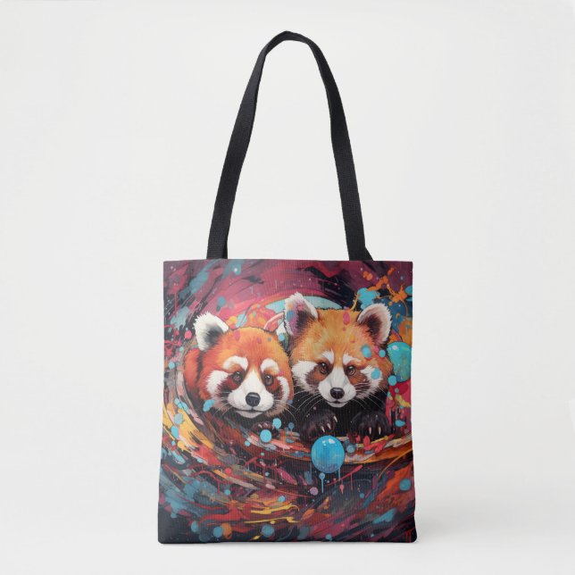 Red Panda farbenfrohe Tierzauberei Tasche (Vorderseite)