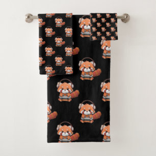 Red Panda Gamer Badhandtuch Set
