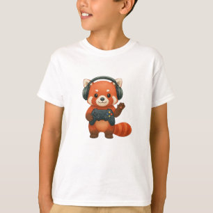Red Panda Gamer, Gaming-Controller und Kopfhörer T-Shirt