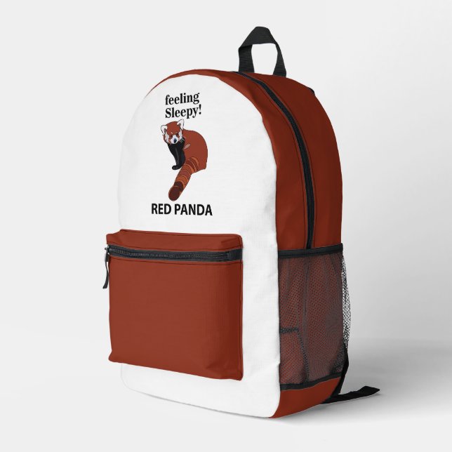 Red Panda Gefühl Sleepy Funny Red Panda Bedruckter Rucksack (Rückseitige Ecke Rechts)