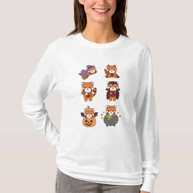 Red Panda Halloween Devil Pumpkin Vampire Costume T-Shirt (Vorderseite)