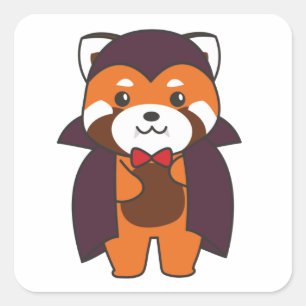 Red Panda Halloween Niedlich Devil Vampire Kostüm  Quadratischer Aufkleber