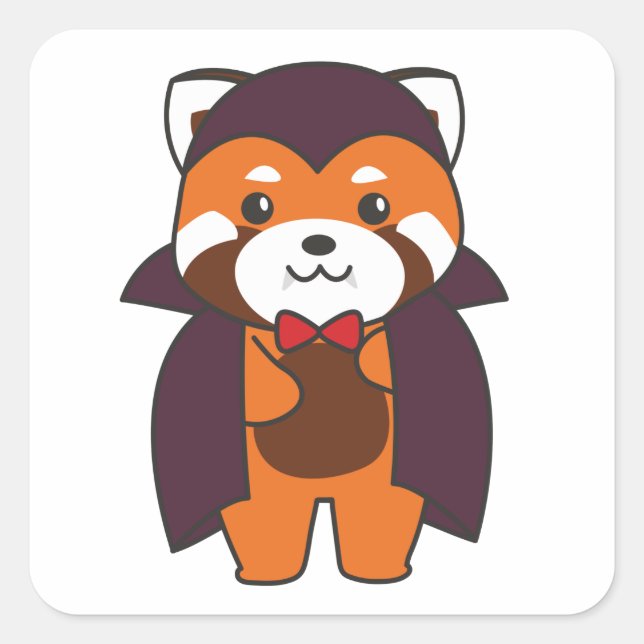 Red Panda Halloween Niedlich Devil Vampire Kostüm  Quadratischer Aufkleber (Vorderseite)