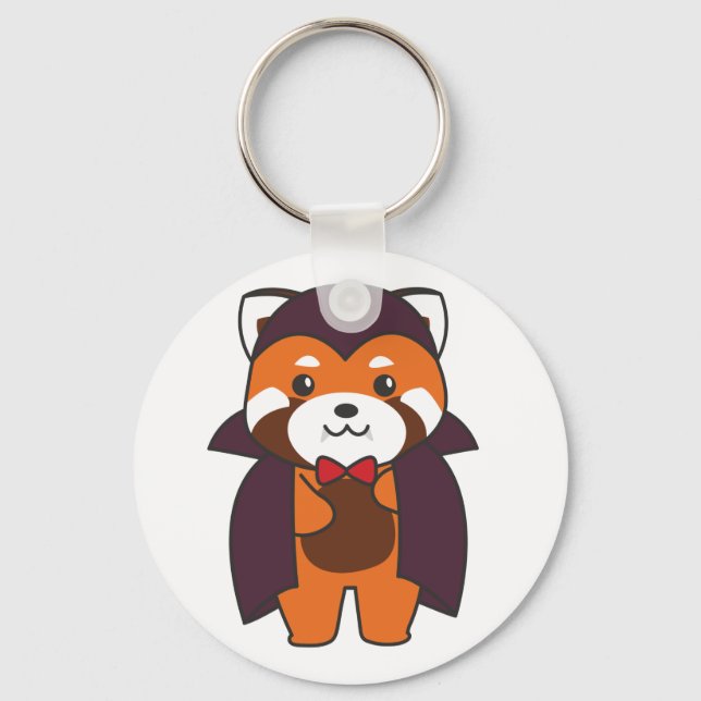 Red Panda Halloween Niedlich Devil Vampire Kostüms Schlüsselanhänger (Vorderseite)