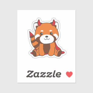 Red Panda Halloween Niedlicher Teufel Hexenkostüm Aufkleber