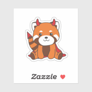 Red Panda Halloween Niedlicher Teufel Hexenkostüm Aufkleber