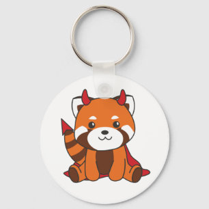 Red Panda Halloween Niedlicher Teufel Hexenkostüm Schlüsselanhänger