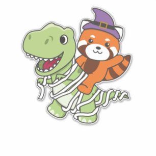 Red Panda Happy Halloween T-rex Mummy Costume Aufkleber
