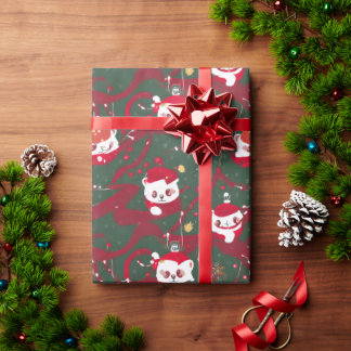 Red Panda Haven - Abstrakter Weihnachts-Roter Pand Geschenkpapier